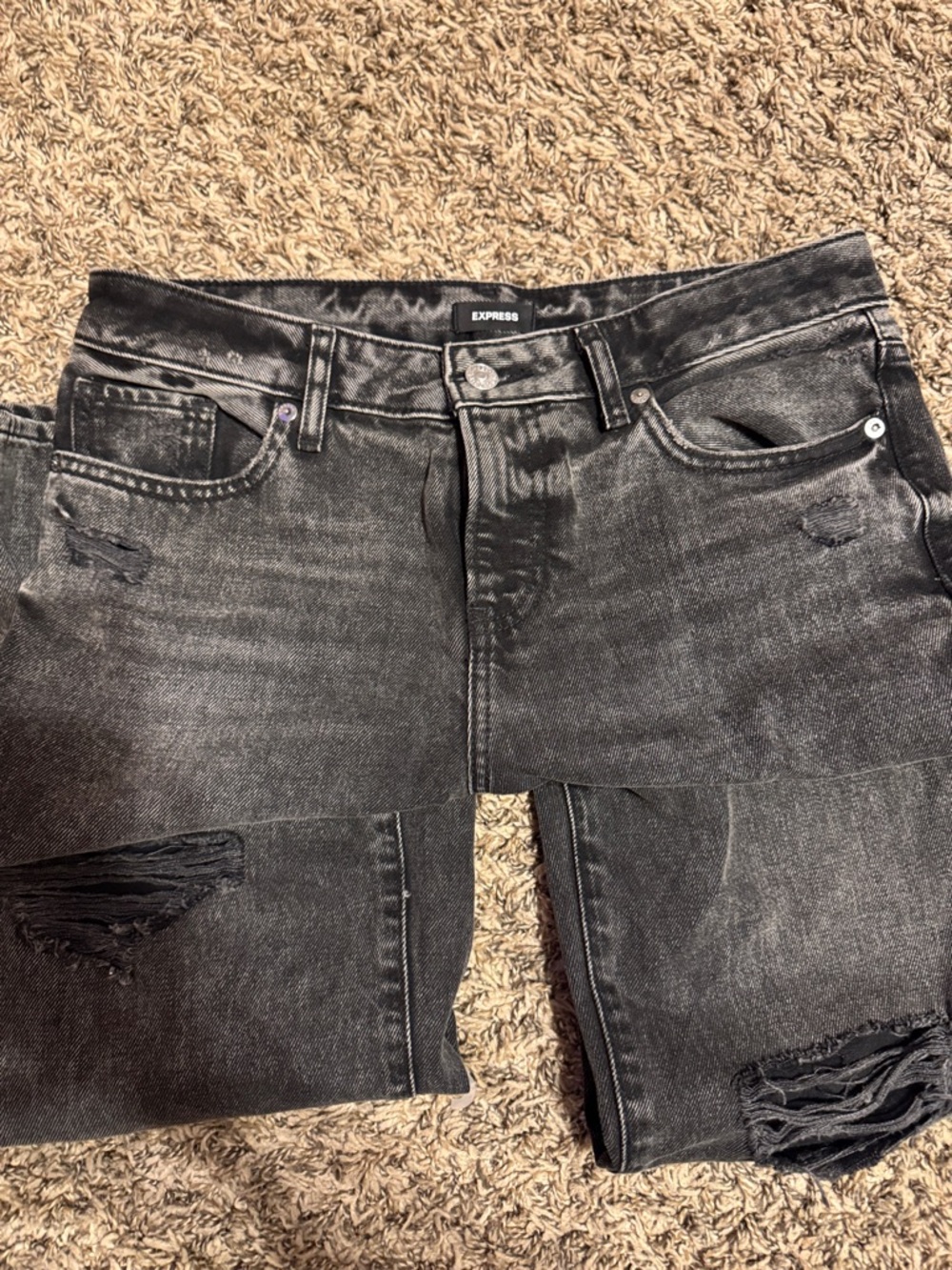 Express Black Distressed 90’s ankle boot Jeans